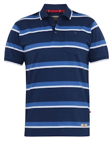 D555 Hobson Full Stripe Jersey Polo Shirt Navy Stripe